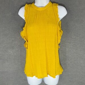Maeve Top‎ Women Sz M Sunny Yellow Anthropologie Boho Ruffle Textured Blouse